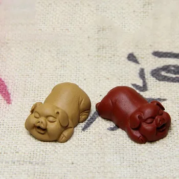 

2PCS/Lot Yixing Purple Clay Happy Pig Tea Pet Office Kung Fu Tea Set Accessories Home Garden Flower Pot Decoration Crafts Gifts