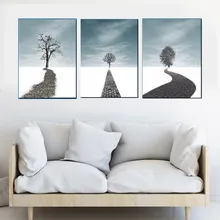 

Tree On The Snow Canvas Painting Wall Art Prints Poster Nordic Decoration Forest Lanscape Living Room Decor