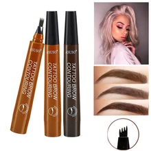 Карандаш для бровей с четырьмя когтями, водостойкий натуральный тинт для бровей, долговечная жидкая ручка для тату бровей, макияж, коричневый, черный, 5 цветов