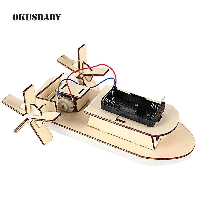 

DIY Hand Craft Toys Boat Children Educational Wooden Model Assemble Toys Set Electric Student Learning School Toys
