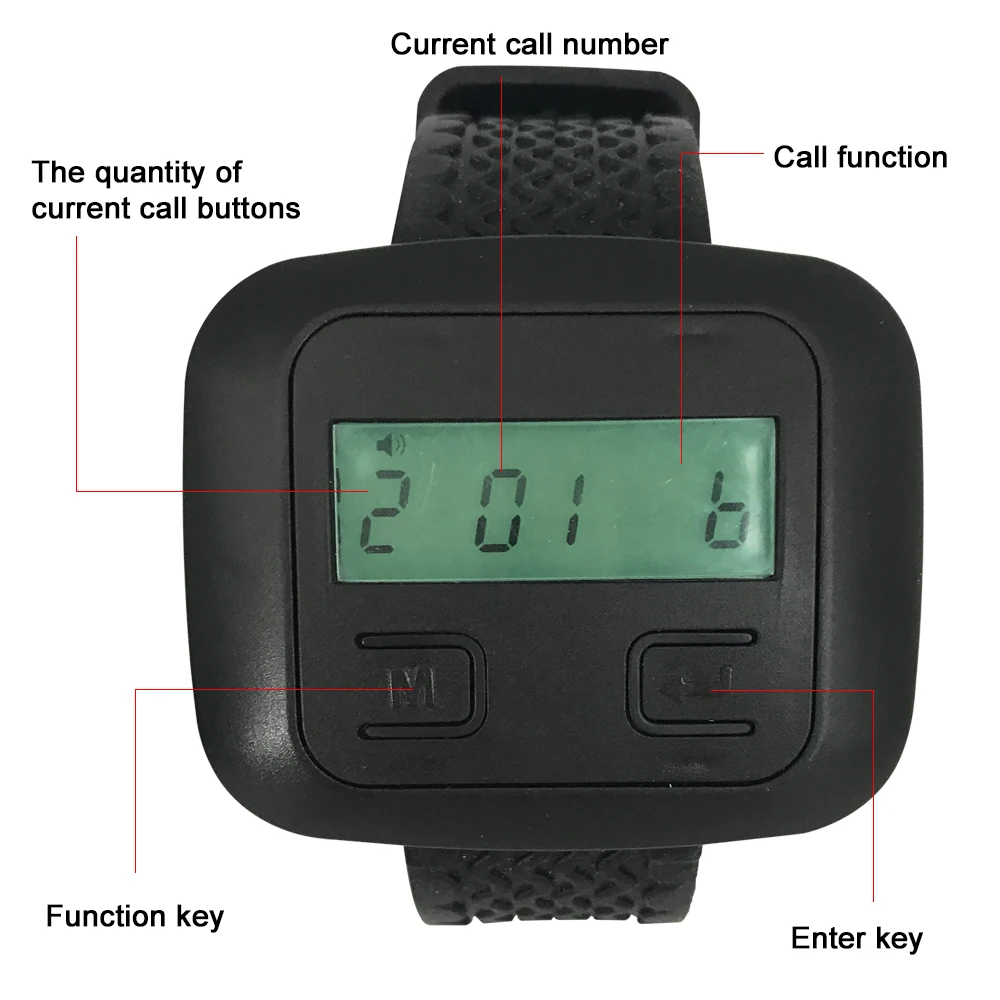 JINGLE BELLS 433MHz wireless calling system with long distance 5 call button+1 watch pager receiver restaurant|watch pager|pager systempager |