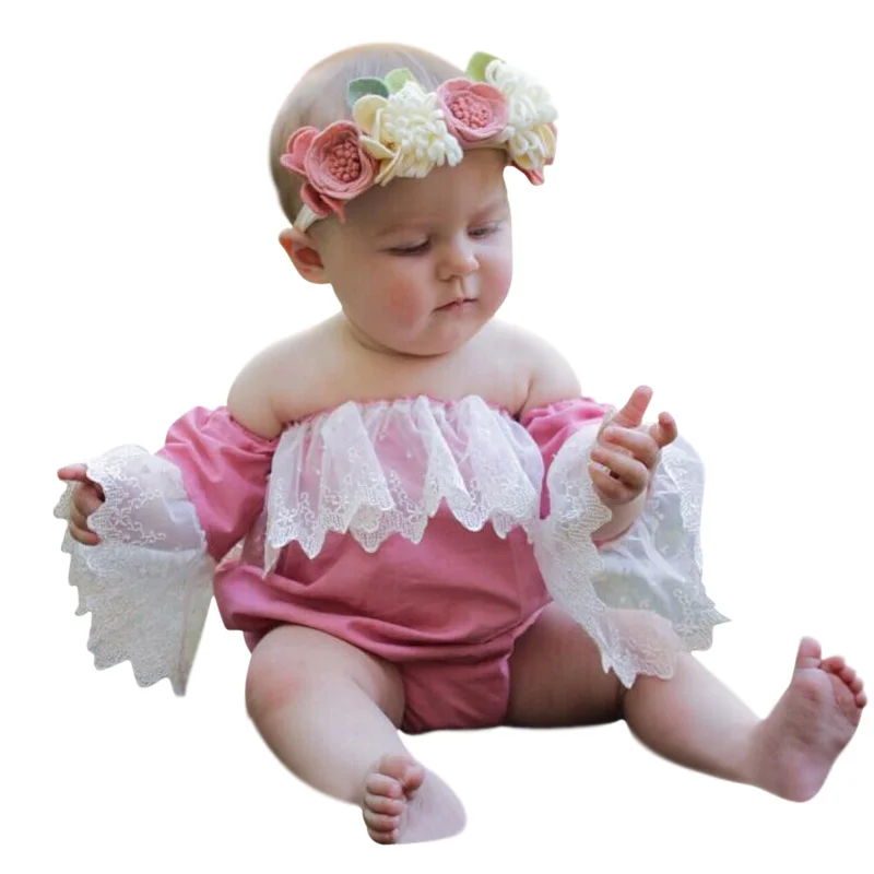Summer Newborn Baby Girls Bodysuit Long Sleeves Casual Cool Infant Baby