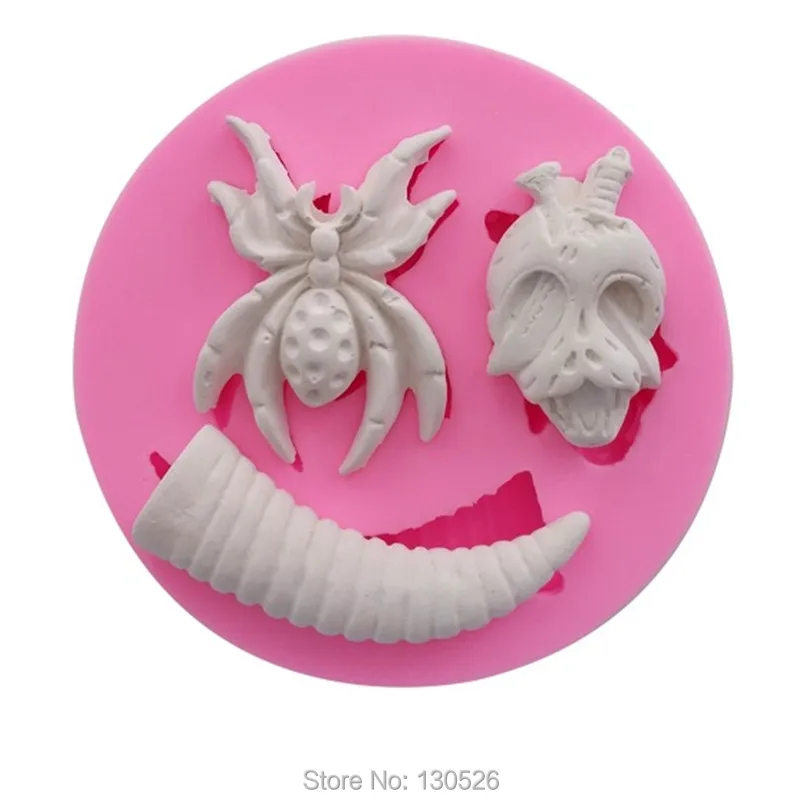 

New Arrival DIY Halloween Spider Design Shape 3D Cake Fondant Decorating Tools ox horn shape Bakeware Kitchen Accessories