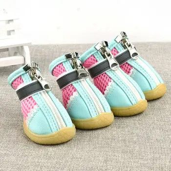 

Small & Medium Dog Suede Zipper Shoes Transparent Net Eyes Comfortable Leather Cotton Shoes Multi-Size Anti-Slip Outdoor Shoes