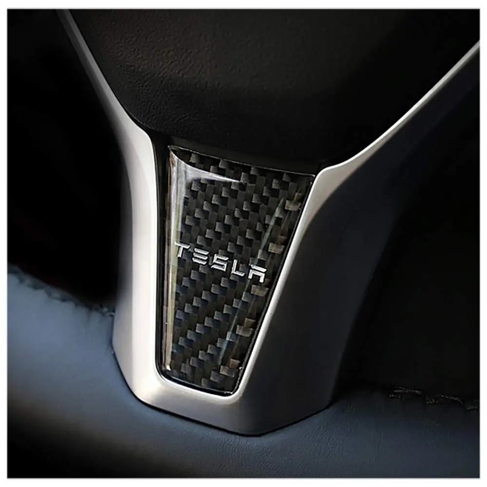 TESLA Автомобильная Внутренняя крышка рулевого колеса автомобиля углеродного волокна рулевое колесо украшение крышка наклейка для Tesla модель S модель X