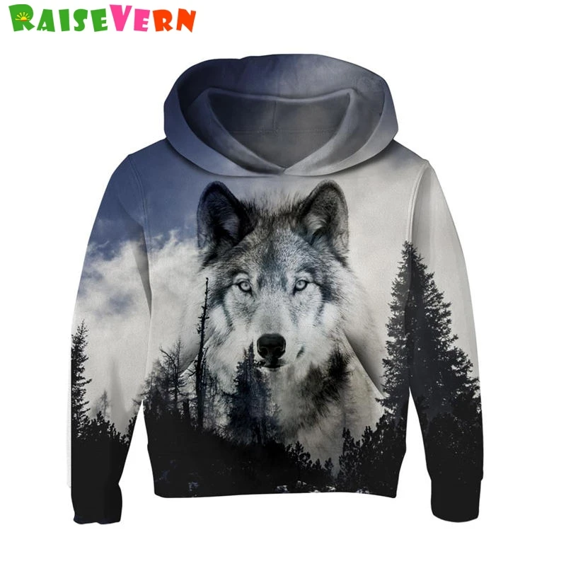 

Fashion Kids 3D Hoodies Wolf Print Child Long Sleeve Hooded Autumn Sport Boys Girls Pullover Sweatshirts Children Hoodies Tops