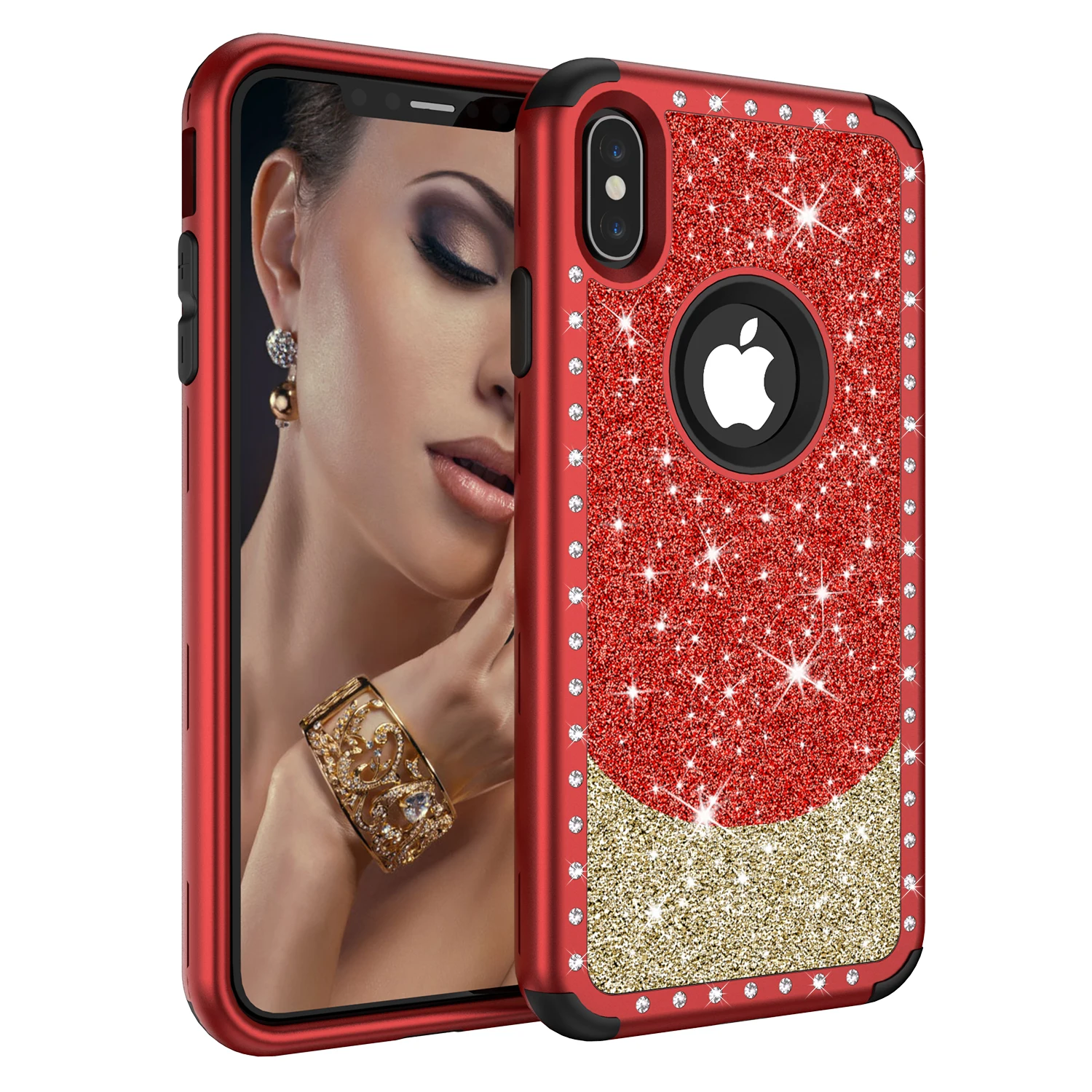 

Glitter Case For iPhone 7 8 6 6s plus Rhinestone Bling Luxury Cover Diamond Clear Crystal Case For iPhone X XS MAX XR Funda