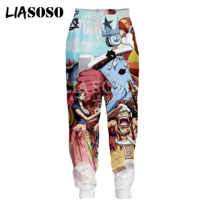 LIASOSO Аниме ONE PIECE логотип забавные обезьянки D. луффи Нико Робин Усопп 3D принт Для мужчин брюки унисекс длинные брюки Повседневное брюки A100