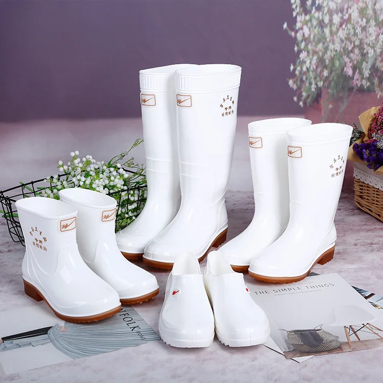 

Middle High And Low Tube Outdoor Non-skid Shoes, Food Hygiene Boots, White Canteen Rain Shoes And Rain Boots Rain Boots Women