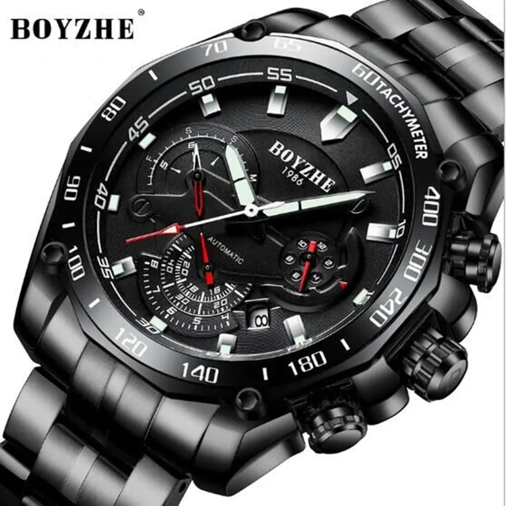 

Men's Luxury Automatic mechanical watch Digital WristWatches BOYZHE High-end brand watches Fashion business man 3bar Waterproof