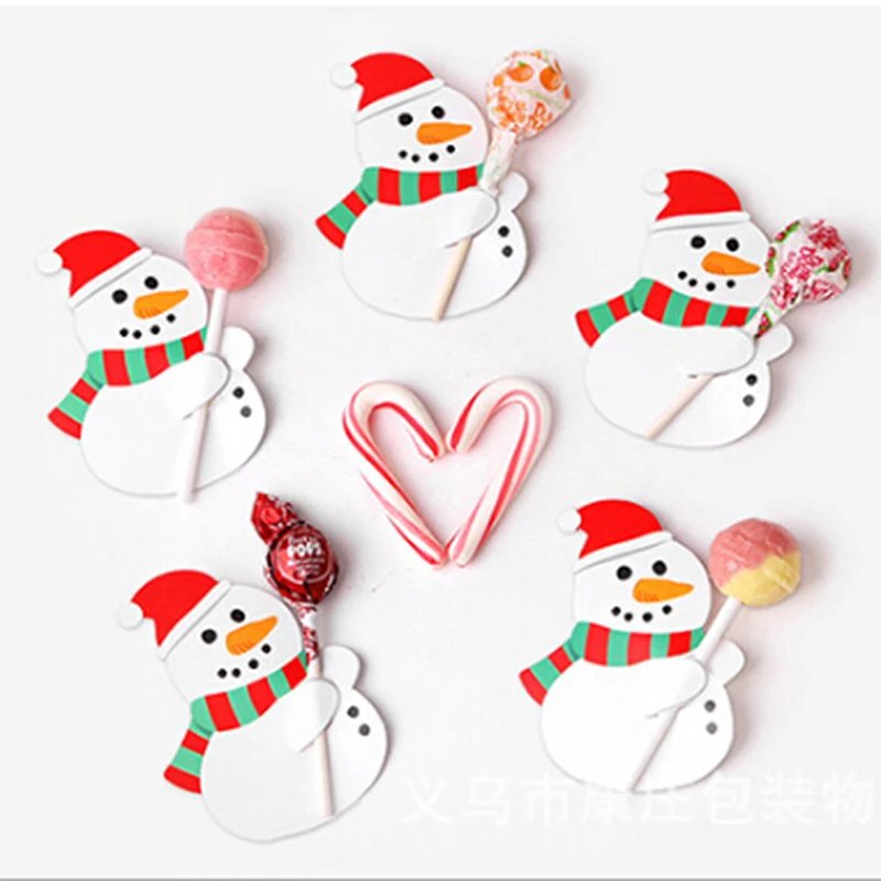 50PCS Kids Santa Claus Penguin Lollipop Christmas Paper Card Candy Xmas Good Natal Decorations For Home | Дом и сад
