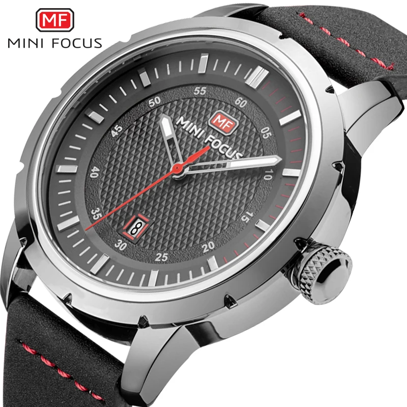 

MINI FOCUS New Luxury Brand Casual Sport Watch Men Military Quartz Wrist Watch Leather Date Male Clock Men Watch Bayan Kol Saati