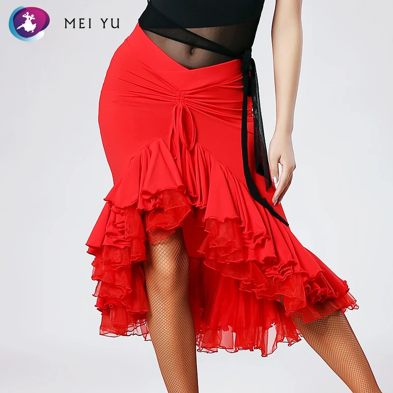 

MEI YU -191 Latin Dance Skirt Rumba Cha Cha Ballroom Costume Women Lady Adult Dancewear Evening Party Dress Tight Skirt