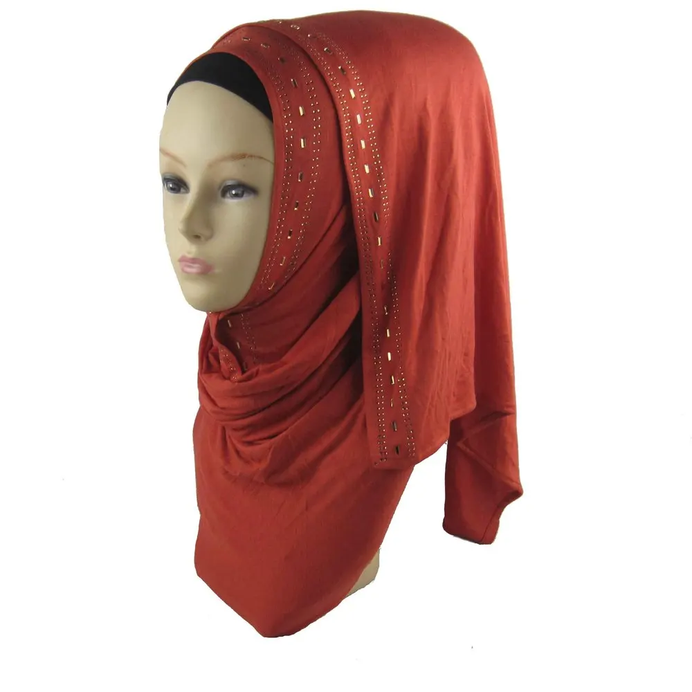 Лидер продаж мусульманские хлопчатобумажные хиджабы для женщин Хлопок мусульманские шарфы и шали модная головная повязка 19 цветные накидки - Цвет: red