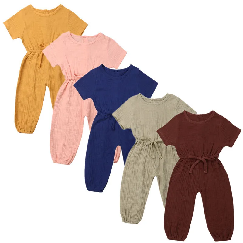 Изысканная детская одежда; милый однотонный комбинезон с короткими рукавами для новорожденных девочек; комбинезон; пляжный костюм