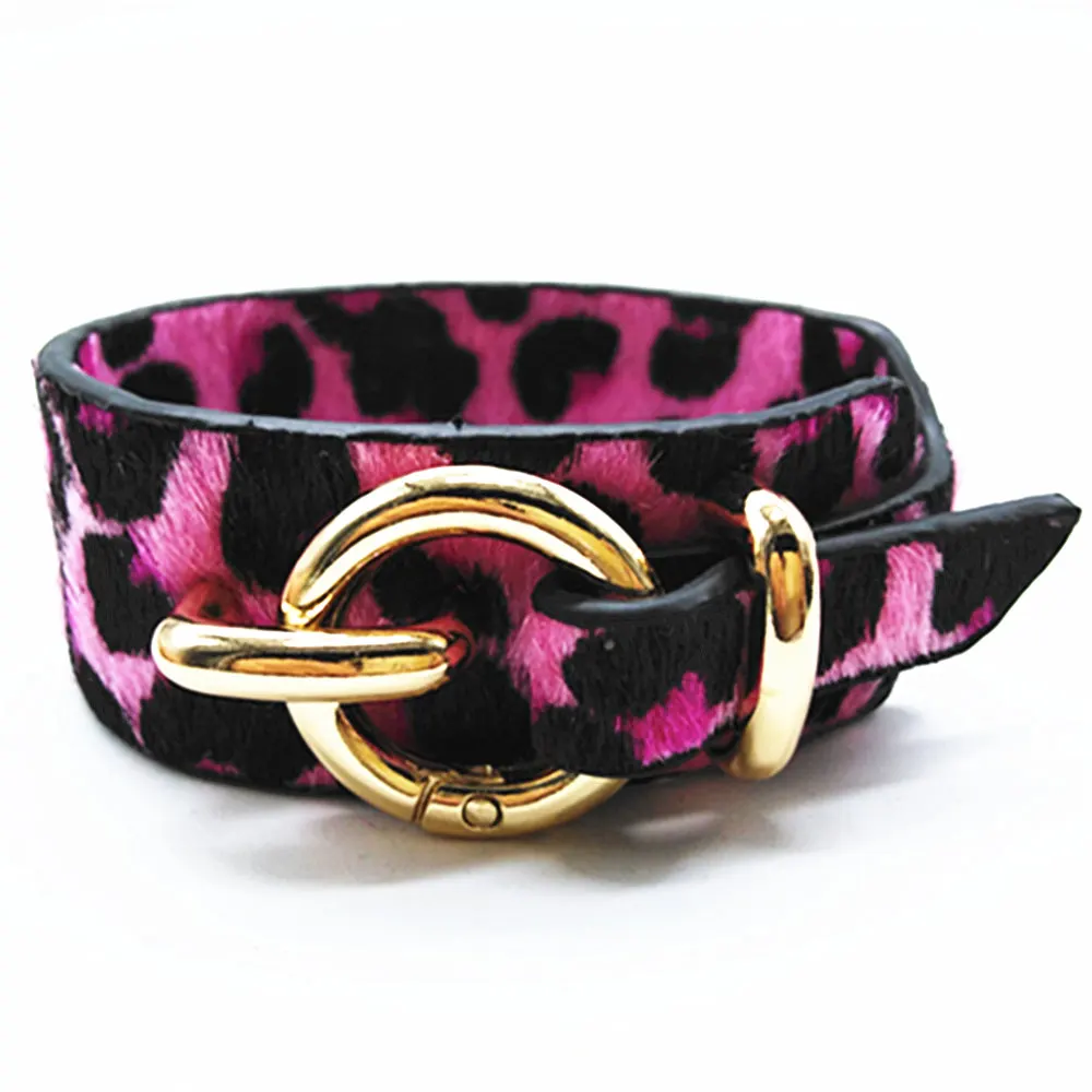 

Red Pink Fuxia New Hot Round Circle Fashion Leopard Print Wide Leather Bracelets Women Vintage Bangle Female Wedding Jewelry