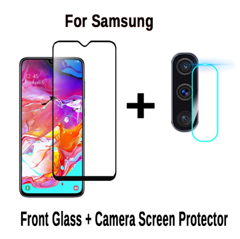 

2 in 1 Protective Glass For Samsung Galaxy A70 A50 A40 A30 A20 M20 With Camera Screen Protector Safety Film Lens Tempered Glass