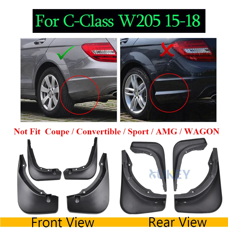 Брызговики Xukey для Mercedes Benz A-Class W176 B-class W245 W246 C-class W204 W205 E-class W212 Брызговики - Цвет: C-Class W205