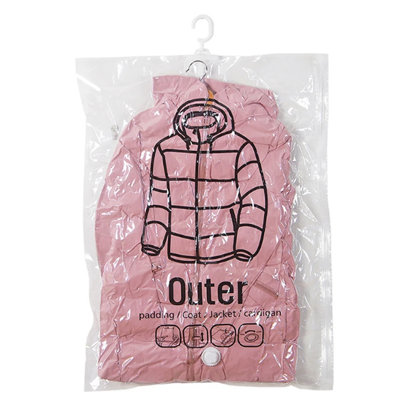 

Hanging Vacuum Bag For Clothes Foldable Transparent Border Compression Organizer Pouch Sealed Storage Bags Save Space organize