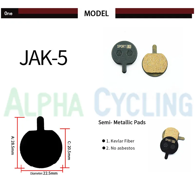 MTB велосипедные дисковые Тормозные колодки для JAK-5 дисковый тормоз, смола полуметаллический, 4 пары