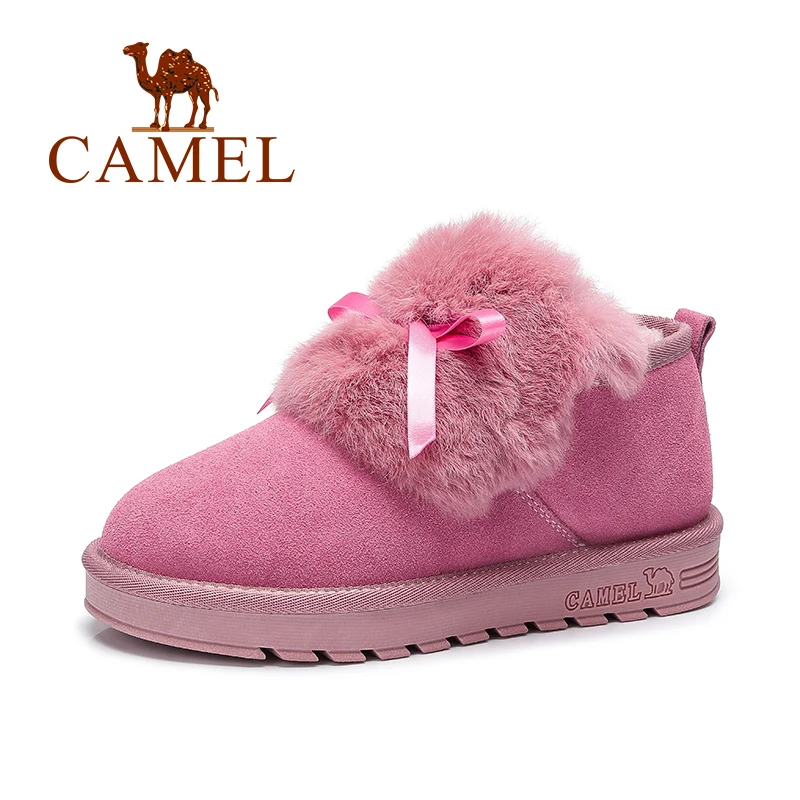 Camel Girl Women Snow Boots Ankle Short Fur Casual Winter Boots Slip-on