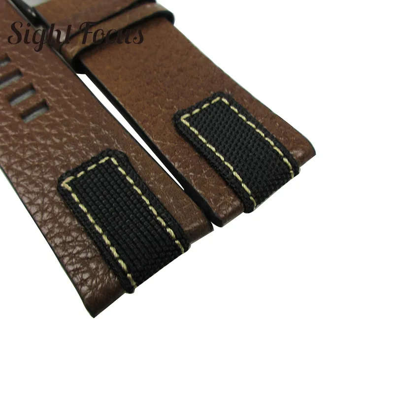 26 мм 28 мм Прочный зерно личи ремешок для panerai Seiko дизель dz часы ремешок кожаный ремешок военный браслет ремень коричневый