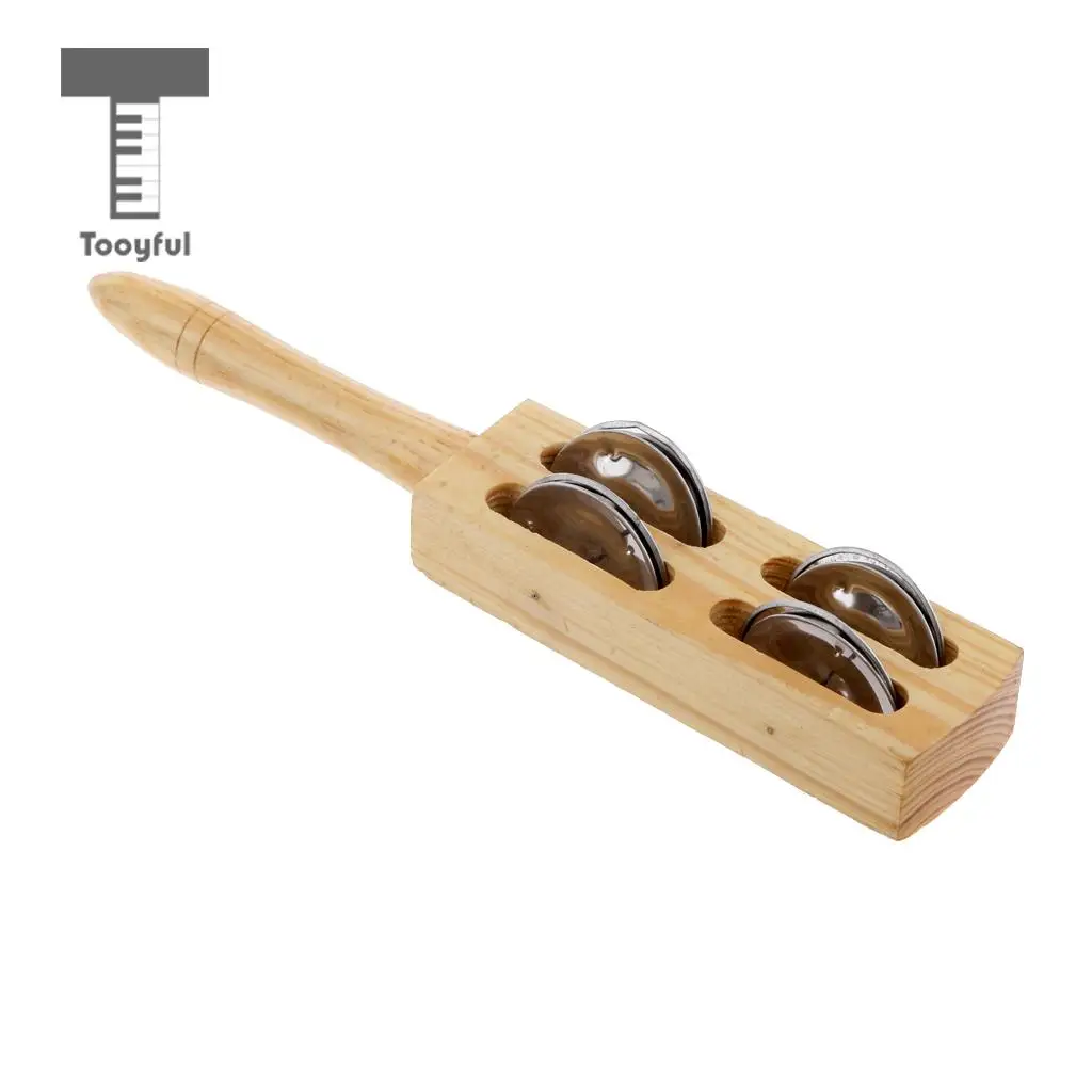 Tooyful 1 Set Handbell Cymbal + Tambourine Hand Percussion Musical Instrument Toys for Kids Baby Toddler Rattle Toys Gift	