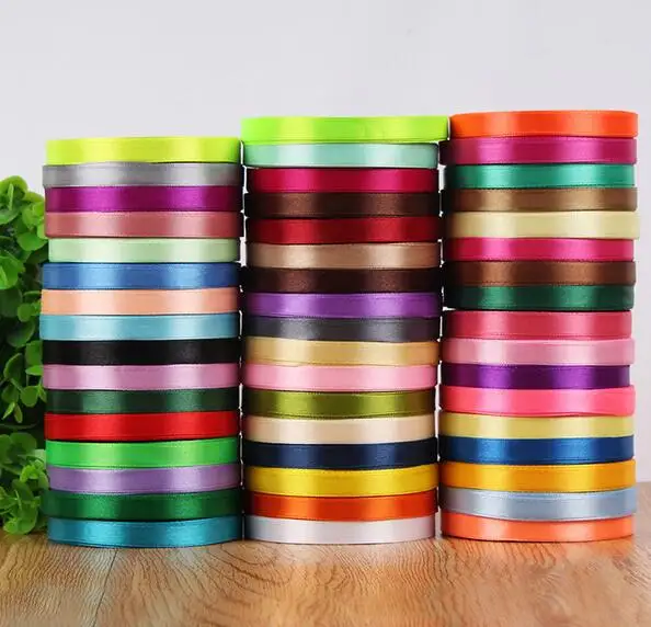 Satin Ribbons Sewing Ribbon 3/8'' 10mm 25Yard Single Face Silk Satin Ribbon Decorative Gift Wrap Wedding Christmas Crafts White Pink Red Black Ribbons