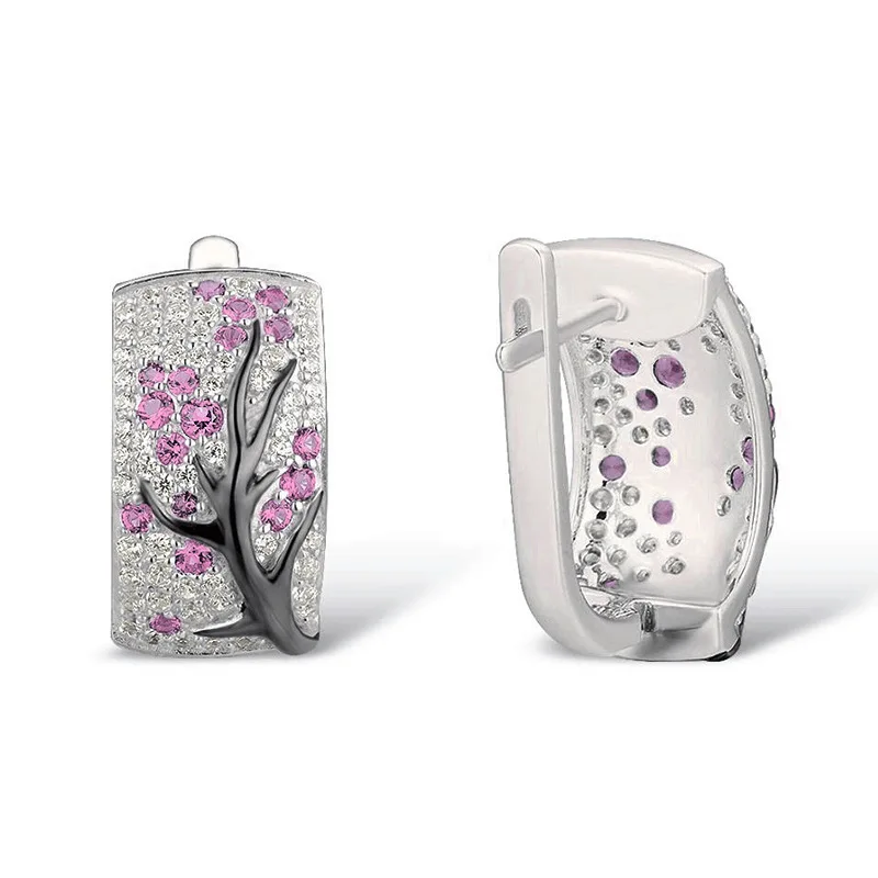 90%-ная скидка! Оригинальные 925 однотонные серебряные серьги, изысканная, с эмалью, милые серьги-гвоздики в виде цветка розы, подарок для женщин и девушек AED0175 - Окраска металла: Pink