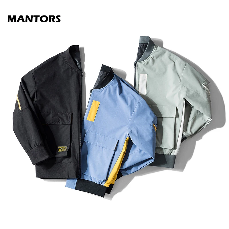 

2019 New Jacket Loose Men's Bomber Jacket Men Casual Hip Hop Baseball Collar Print Jacket Zipper Coat Spring Fashion Streetwear