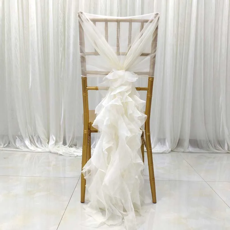 Milk Yarn Chair Article Bending Sashes Hotel Meeting Restaurant for Wedding Events Party Ceremony Decoration - Цвет: Beige white