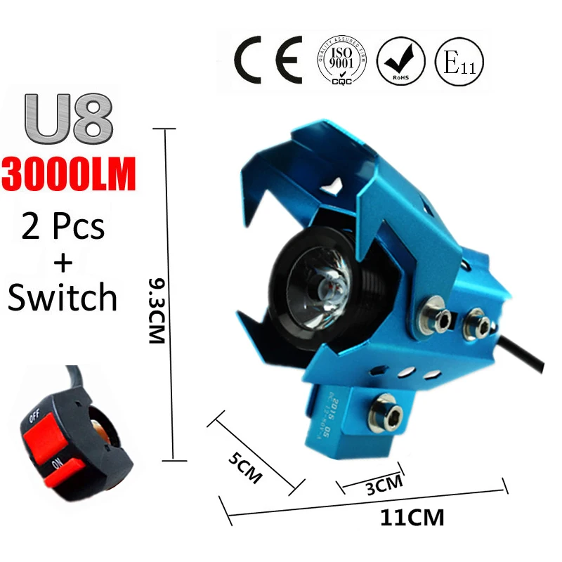 

2PCS 125W 12V U8 Motorcycle Headlight cree Led chip DRL Car Fog Light Spot Light angel eye Lamp 4 Colors shell moto spotlight