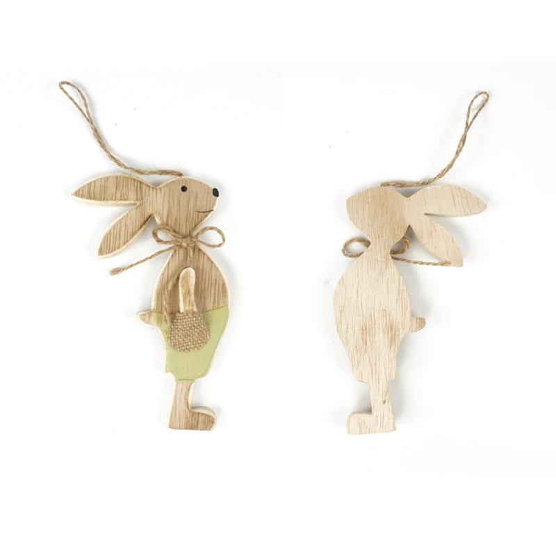 Lapin de Pâques en bois pour la décoration intérieure, lapin de Pâques mignon, ornement de fête en contreplaqué, décorations de bricolage, 6 pièces par ensemble