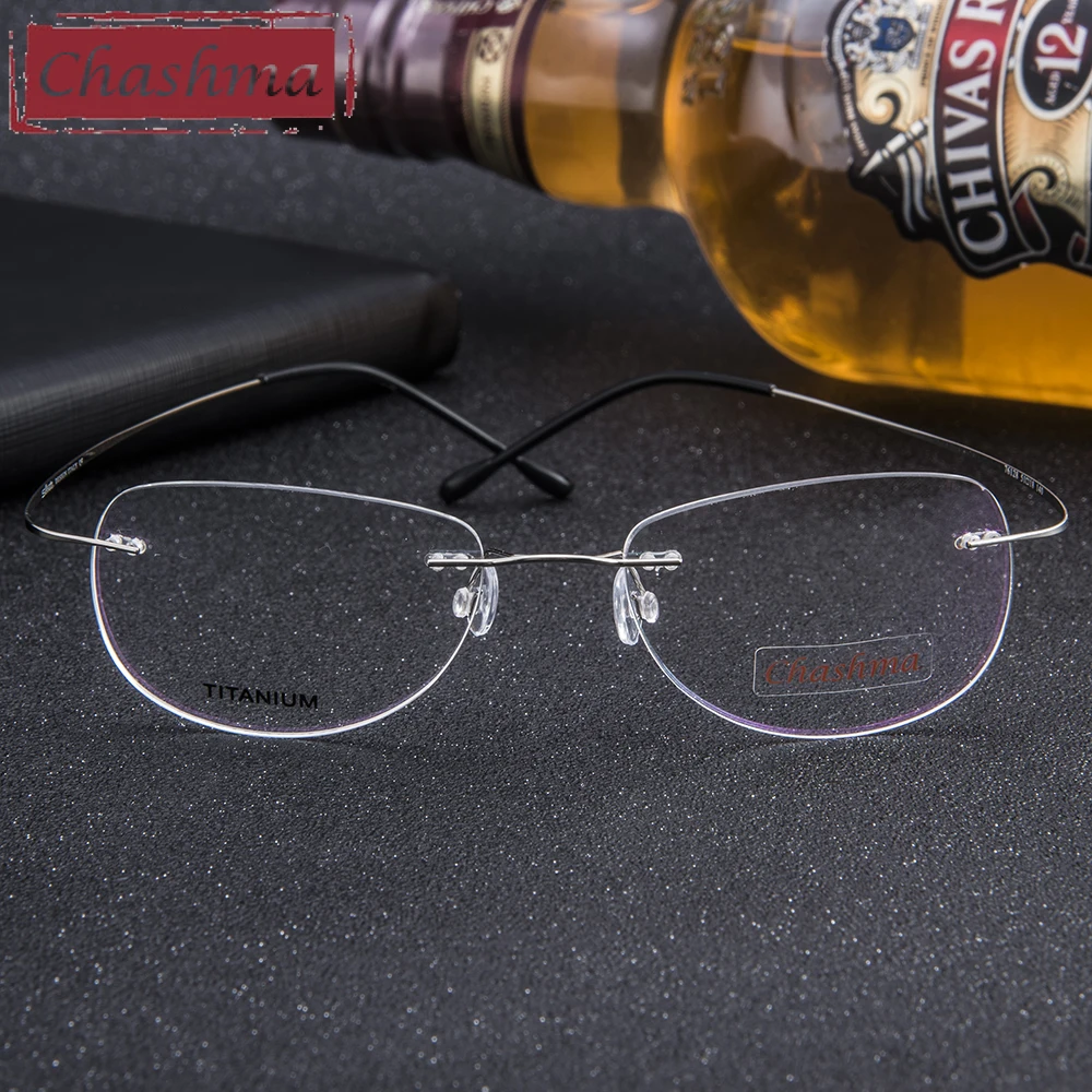 Брендовые женские и мужские титановые очки без оправы Chashma легкие модные для