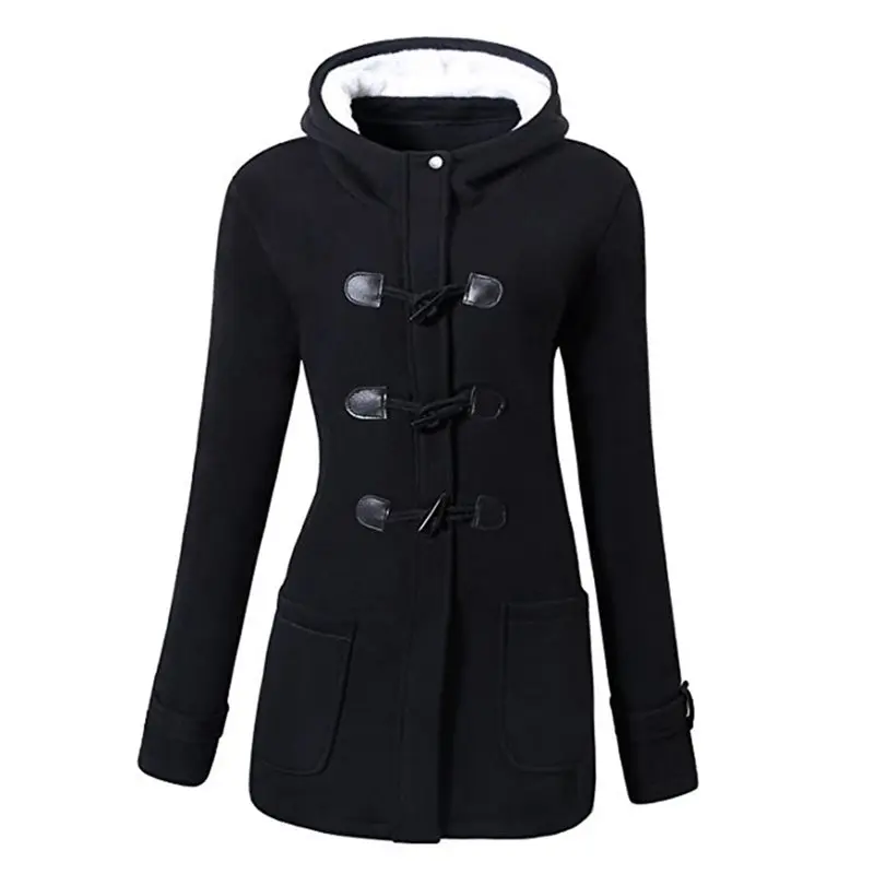 Повседневные зимние теплые черные готические женские куртки размера плюс, облегающие пальто с капюшоном, Офисная Женская верхняя одежда с карманами на молнии
