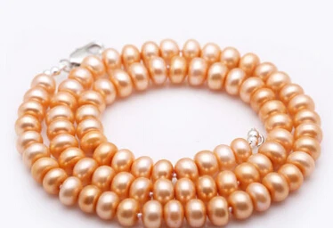 

huij 004611 Orange Cultured Freshwater Pearl Necklace Fashion Jewelry