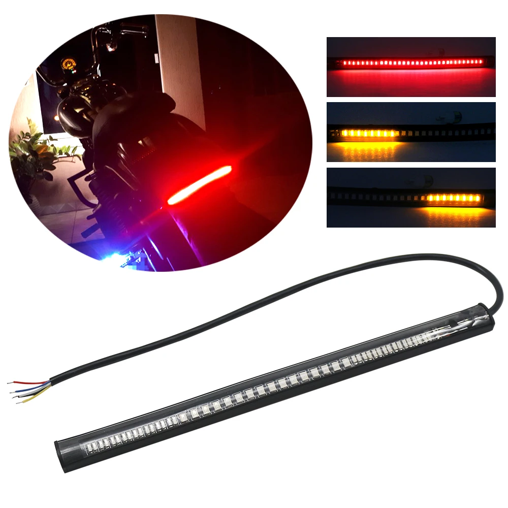 Motorcycle Light Bar Strip LED Brake Stop Turn Signal Tail Light Red