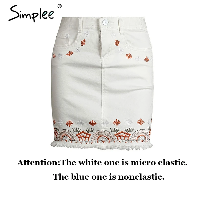 женская синяя джинсовая юбка Simplee повседневная юбка-карандаш с цветочной