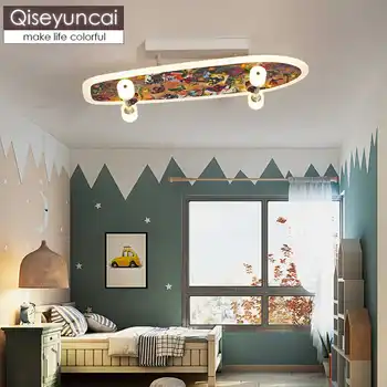 

Qiseyuncai Children scooter ceiling lamp boy girl cartoon creative night light prince bedroom rectangle lighting free shipping