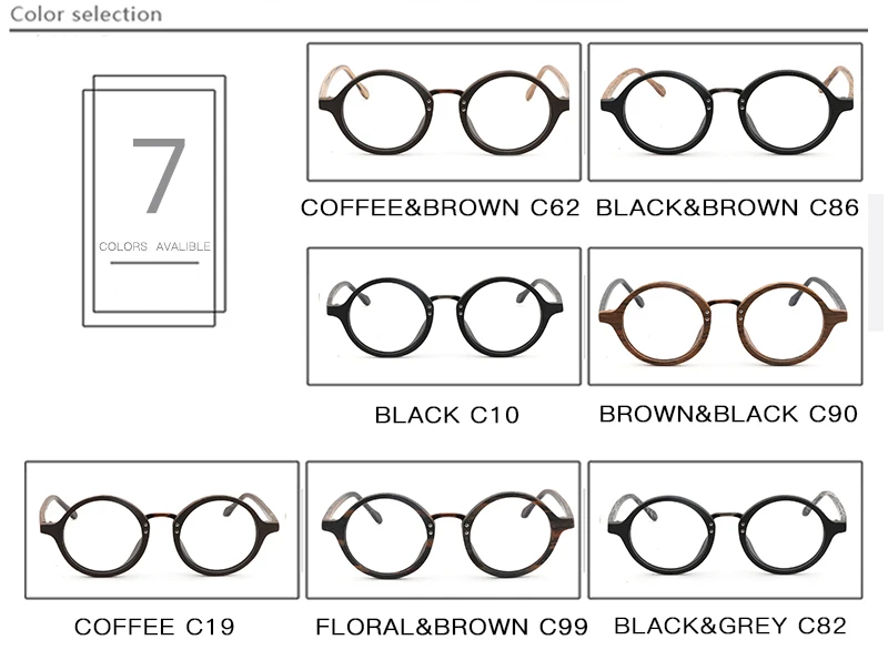 AZB Высококачественная деревянная оправа для очков, ретро круглые прозрачные очки для женщин и мужчин, деревянная оправа для очков