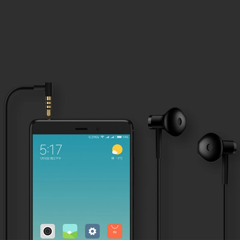 Xiaomi Mi наушники двойной единиц половина 3 5 мм проводное управление вкладыши A1 Redmi