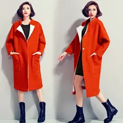 Шерстяное пальто женский длинный участок корейской версии 2018 новых осенью и зимой Популярные утолщение свободные студент плащ шерстяное