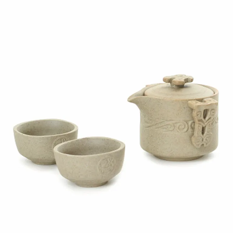 Ceramic Teapot Portable Travel Tea Set Portable Teaware 1 Pot 2 Cup Chinese Gaiwan For Kung Fu Tea Home Coffee Vintage Drinkware