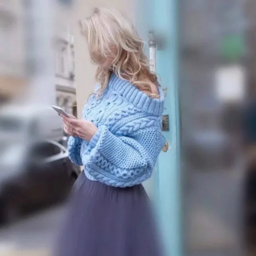 Jo Kalin Off Shoulder Sweater Female 2018 Autumn Casual Pullover Sweaters Women Clothing Pull Femme Loose Knitted Top Knitwear | Женская