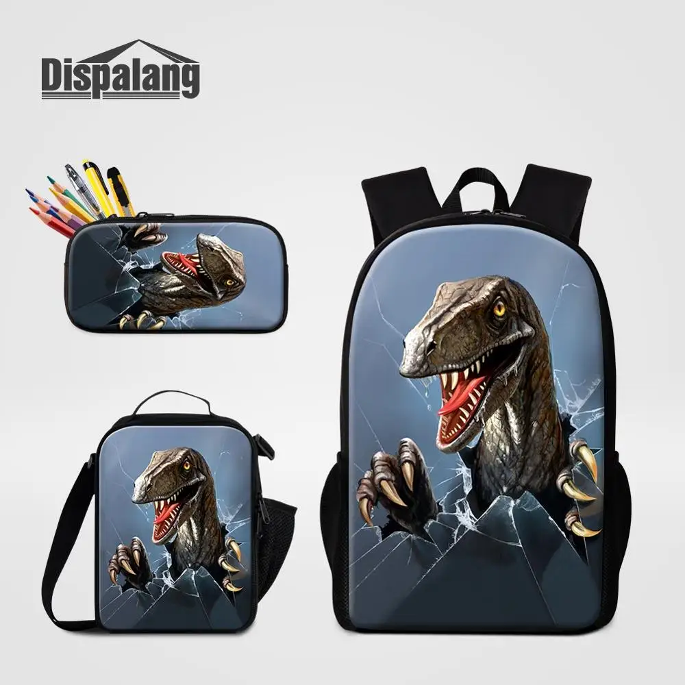 

Dispalang 3 Pcs Set School Bags For Girls Boys Cool Dinosaur Animal Children Backpack Kids Bookbag Primary School Lunch Bag