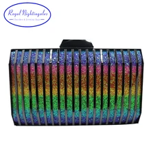 Королевский соловьи Горячие Вечерние клатч с пайетками металлическая коробка клатчи и вечерние сумки для женщин