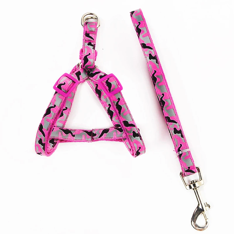 

Pet Small Dog Puppy Cat Rabbit Camouflage Color dog Harness + Leash Lead Adjustable Pet Safety Harness leash Collar dog supplies