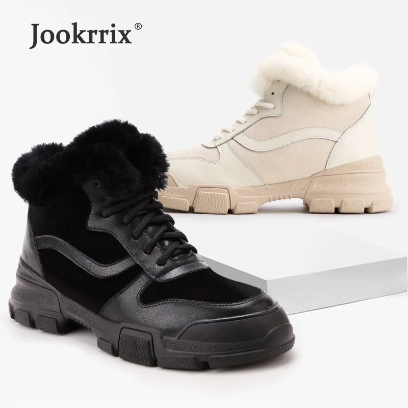 

Jookrrix botas mujer Casual Warm Shoes Women Fashion Brand Snow Boots Lady chaussure Winter Female footware with Fur Ankle Boots