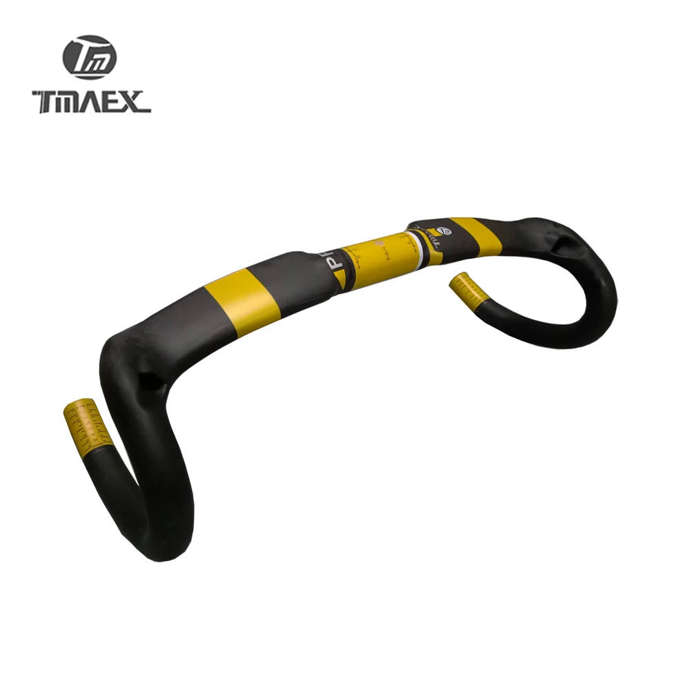 

TMAEX-Pro Bike Carbon Handlebar Road Bike Handlebars Cycling Handle Bar Yellow UD Matte 31.8mm Carbon Bar Bike Accessories