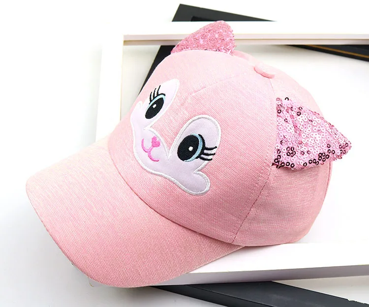 Детские шапки для мальчиков и девочек, Милая Детская кепка с кошачьими ушками, весенне-летние бейсболки для путешествий, бейсболки для новорожденных - Цвет: Розовый